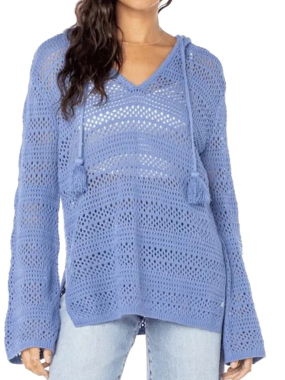 ROXY Hippie Love Crochet Pointelle Pullover XS